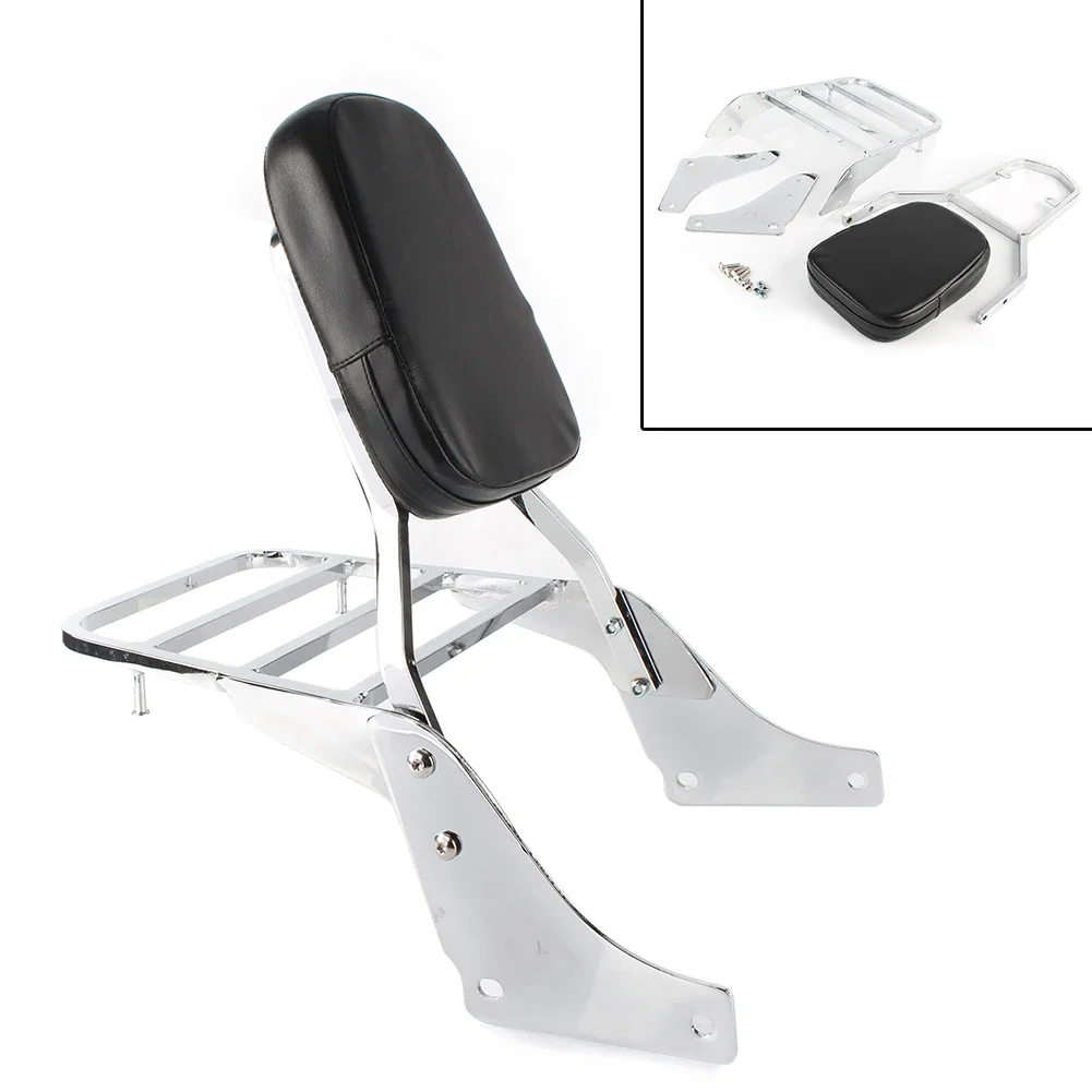 

For Honda Shadow Sabre 1100 Ace VT1100 All Years Motorcycle Chrome Backrest Sissy Bar Back Rest w/ Luggage Rack Pad