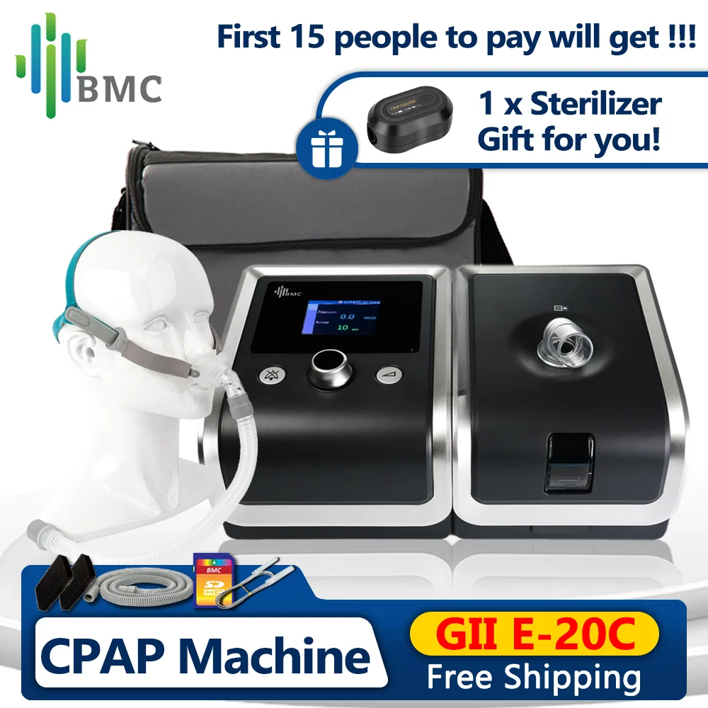 가습기  BMC GII CPAP 기계 E-20C 코골이 방지 장치, 수면 무호흡증 치료, 마스크 및 가습기, 양성 기도 압력 장치 