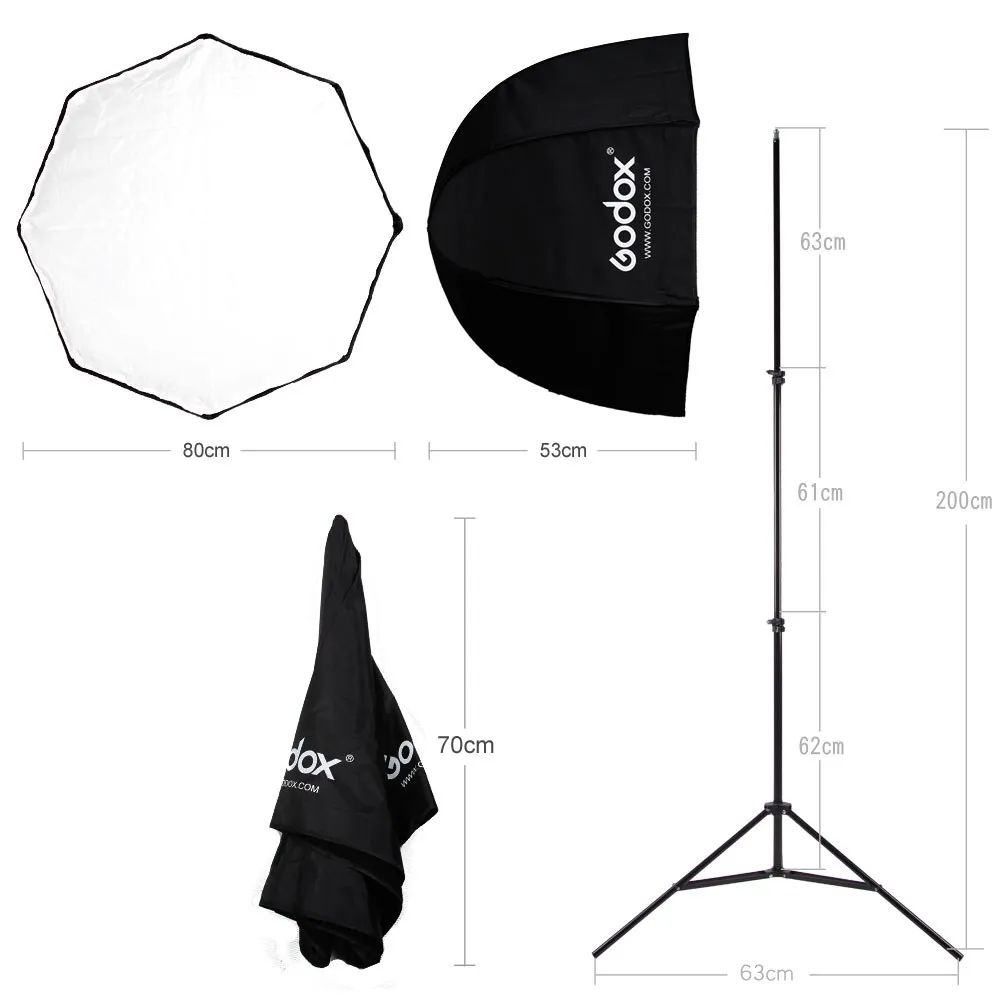 Godox 휴대용 80cm / 32 옥타곤 우산 소프트 박스, 라이트 스탠드, 벌집 그리드, 플래시 스피드 라이트 용 핫슈 홀더 브래킷