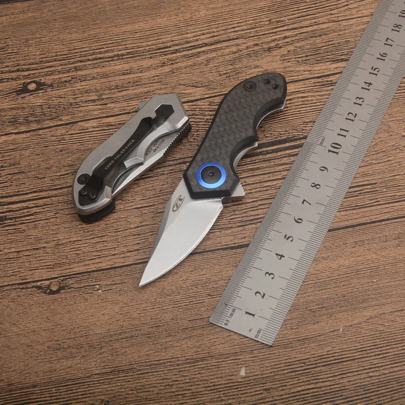 Zt0022 Folding Outdoor Camping Pocket Mini Knife Cpm20cv Blade Carbon Fiber Handle Survival