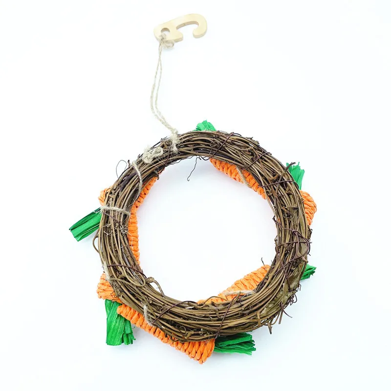 Pet Rabbit Bird Teeth Grinding String Rabbit Carrot Flower Wreath