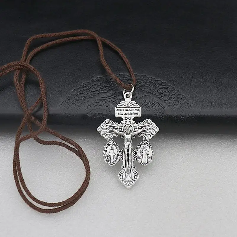 Vintage Jesus Cross Pendant Zinc Alloy Cross Pendant Retro Metal Crafts Christian Christmas Gift DIY Jewelry Making Accessories
