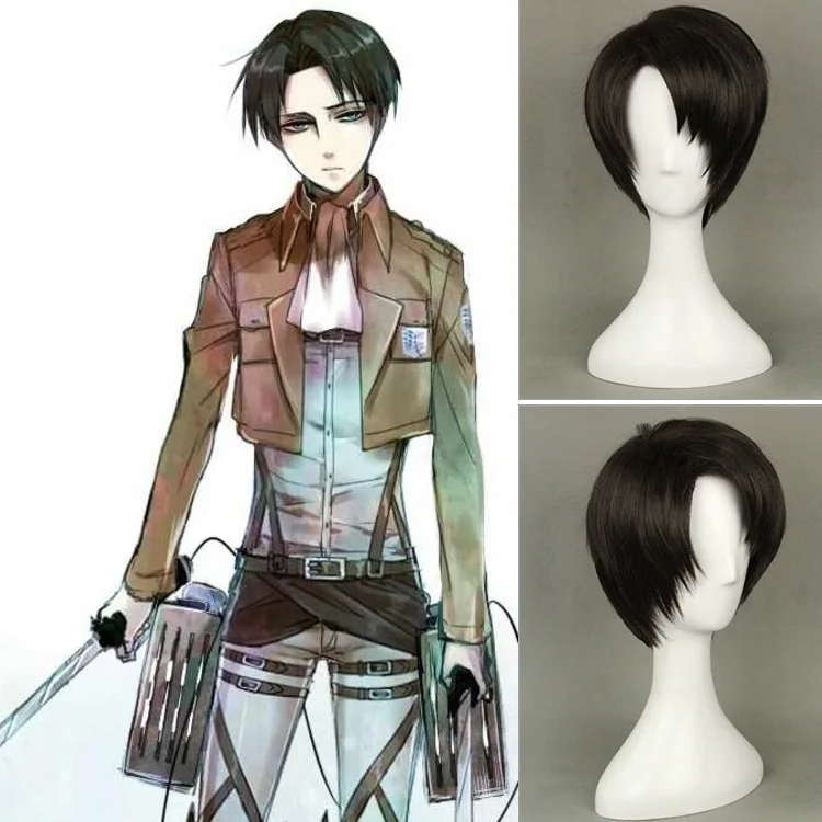 Anime Attack on Titan Levi Cosplay Men Wigs Short Straight Middle