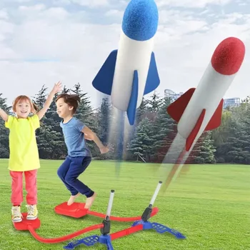 Kids Outdoor Rocket Foot Pump Outdoor Air Pressing Soaring Rocket Suit Jumps Air Powered Rocket Launcher Game Children Toy Gifts
