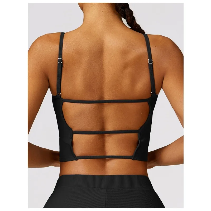 Beauty Backed Yoga Vest, Adjustable Shoulder Strap Bra, Sports Bra, Sexy, Tight Fitting, Quick Drying Padded Fitness Top