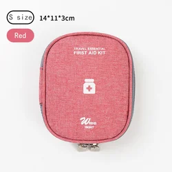 Large Capacity Portable Medicine Organizer & First Aid Storage Bag for Home and Travel Emergencies (S RED)