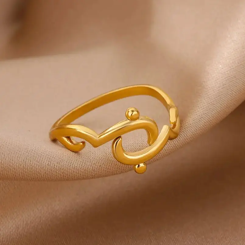 Arabic Rings Stainless Steel Gold Color Wedding Christmas Jewelry Gift