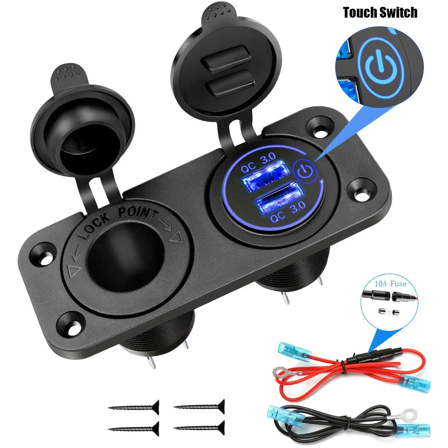 Motorcycle Phone Charger Motorcycle Dual USB Quick Charger With Voltmeter - QC 3.0 Waterproof Phone Charger For Bike & Car Motorcycle USB Charger