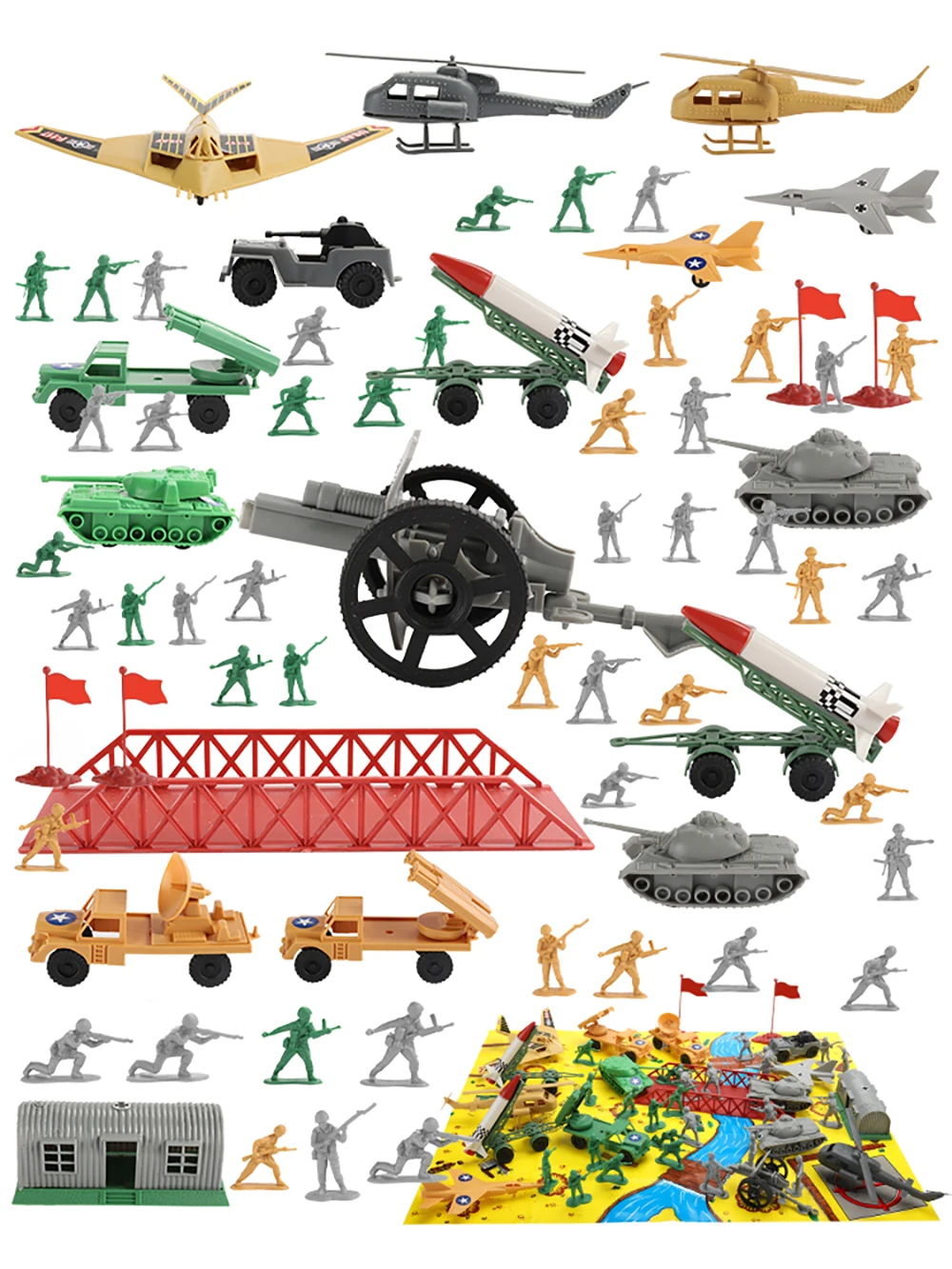 URFEDA 71 pcs Mini set da gioco militare Mini soldatini Figure Set di giocattoli Action figure dell'esercito Set Modello militare Set gioco Soldati dell'esercito Mini soldatini di plastica Figure
