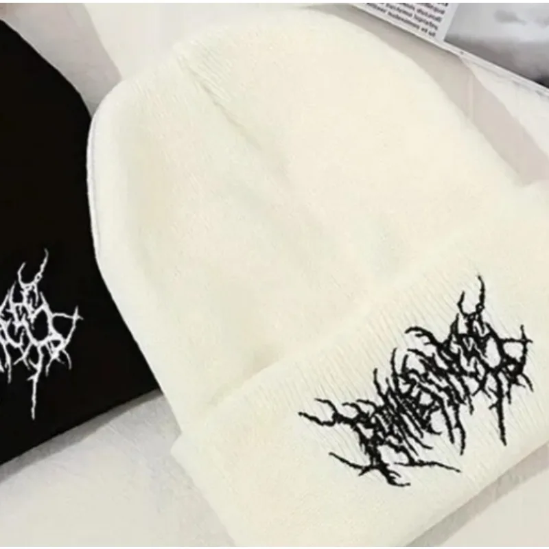 Warm Women's and Men's Winter Hats Gothic Street Punk Knitted Fashionable Warm Outing Windproof Trendy Design Solid Color