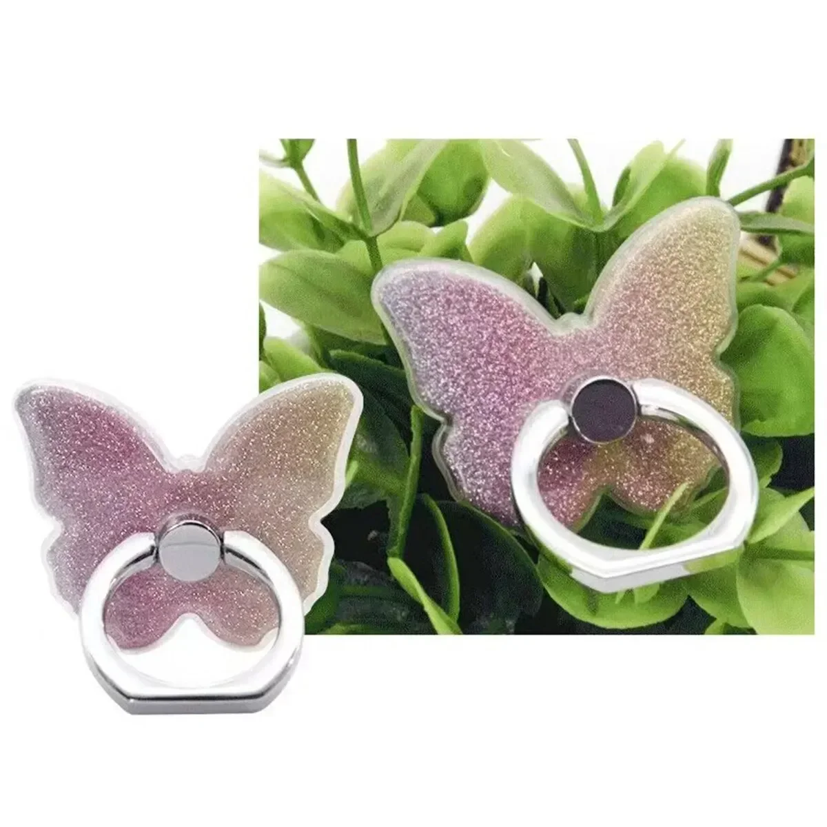 Universal Glitter Beautiful Butterfly Mobile Phone Handle Holder Portable Desktop Bracket Ring Holder Mobile Phone Holder Socket