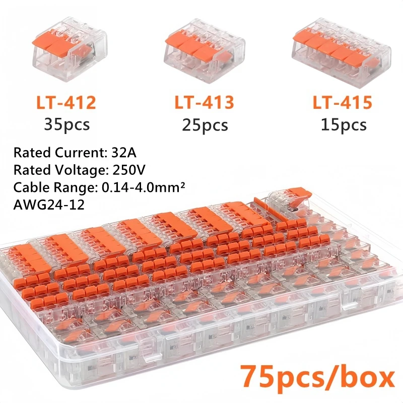 Universal Type Quick Plug-in Terminals Electrical Equipment Connectors Lever Wire Connector Terminals 250V/32A 10/75pcs wire connectors wiring connector