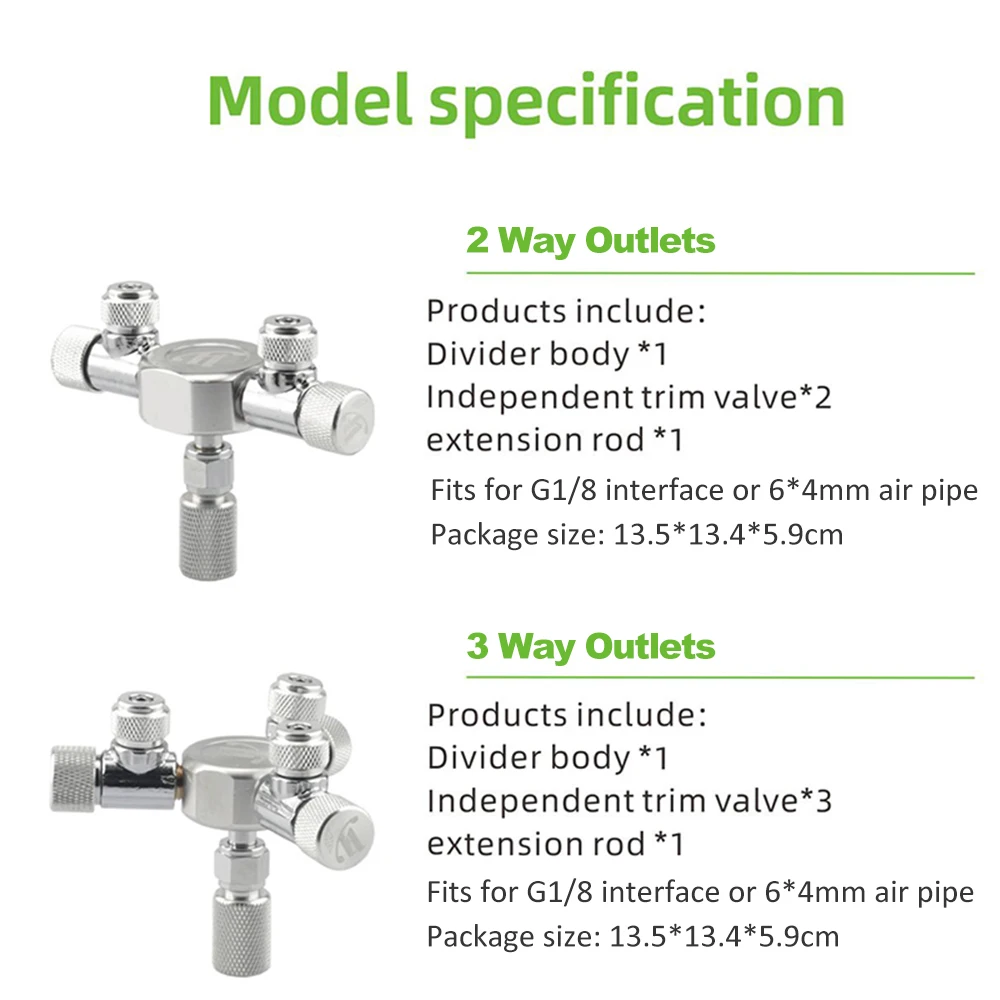 Aquarium Tank CO2 Splitter Regulator Distributor Needle Fine Adjusting Valve for CO2 Regulator with 2/3/46 Way Outlets