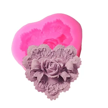 New 3D Rose Bowknot Flowers Silicone Chocolate Mould Heart Love Soap Mold Candle Polymer Clay Mold Crafts DIY Forms Soap Base 2
