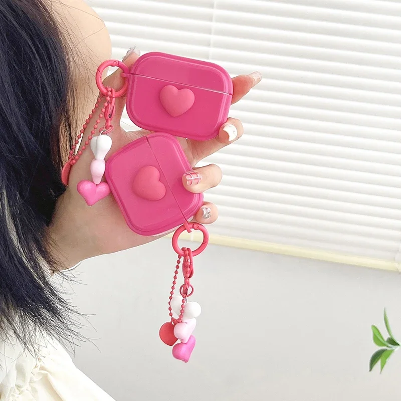 Custodia 3D Love Con Ciondolo A Cuore Per Apple Airpods 2 3 Generation Cover Per Airpods Pro 2Nd Gen Per Air Pods 3Rd Guscio Protettivo