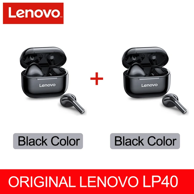 Lenovo LP40 Wireless Headphone TWS Bluetooth 5.0 Earphones Dual Stereo Noise Reduction Bass Headset Touch Control Earbuds 300mAH Black 2