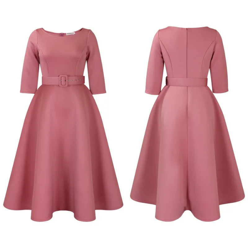 Elegant Women Party Dresses A Line with Waist Belt Three