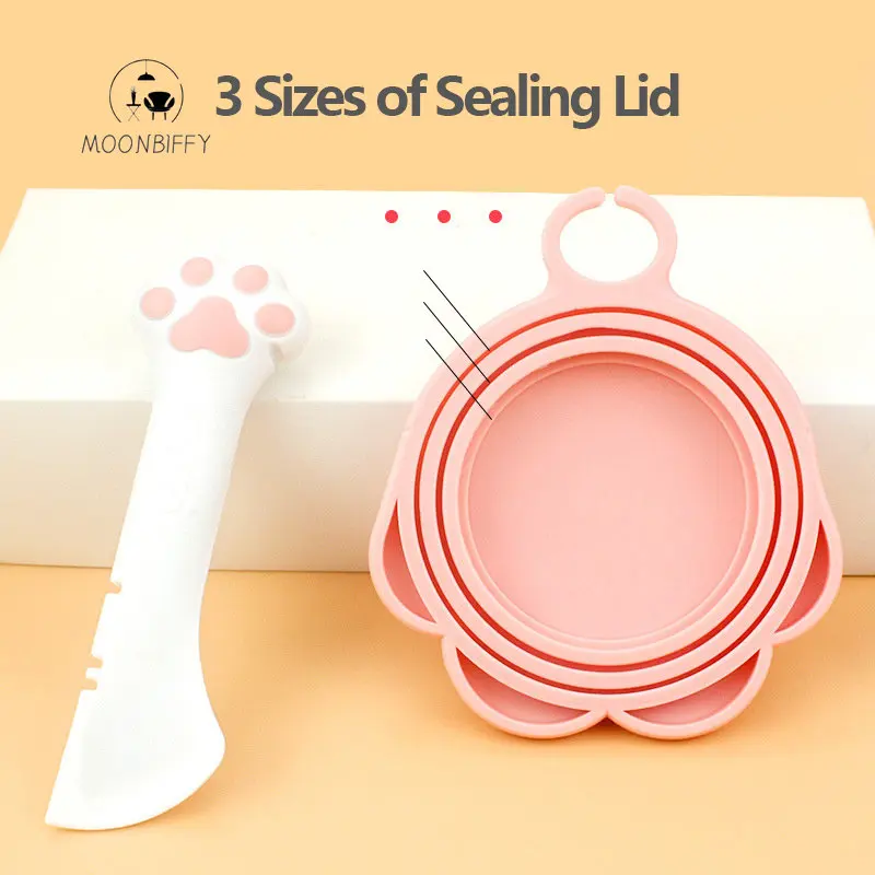 Pet Multifunctional Can Opener Spoon Wet Food Mixing Spoon Silicone Cat Can Sealing Cover Food Storage Dog Accessory