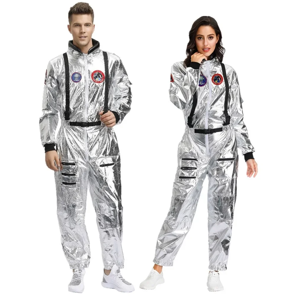 

Carnival Spaceman Halloween Costume for Women Astronaut Anime Cosplay Costume Adult Stage Fancy Clothes Pilot Jumpsuit Couple XL
