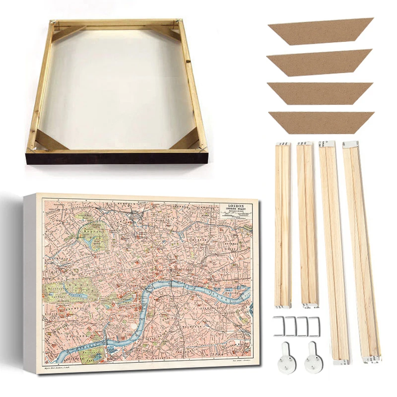 Vintage New York London Paris Cities Map Canvas Poster Con Cornice Wall Art Decor Stampa Pittura Retro Picture Living Room Office