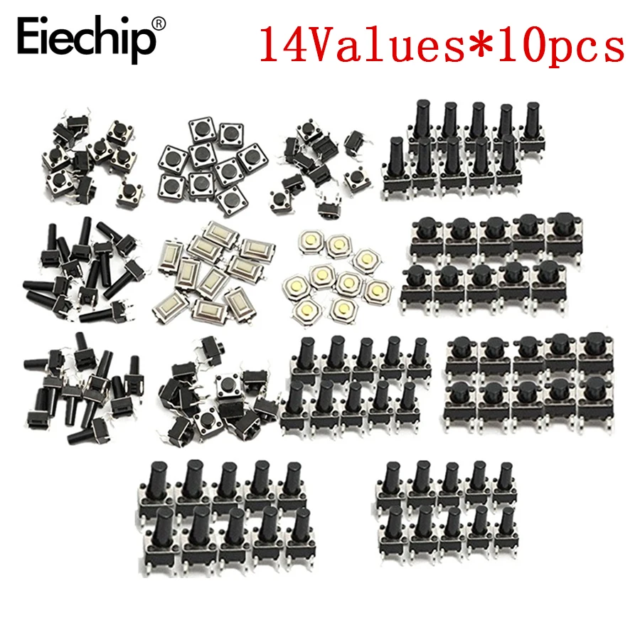 Tact Push Button Switch DIP SMD Micro Switch Micro Push Buttons Touch Component Kit 10/14/25 types for TV Toys home
