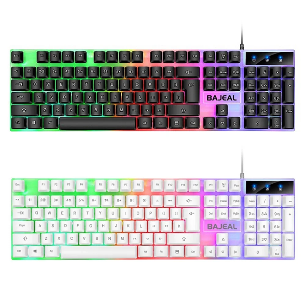 98 Keys Mechanical Keyboard USB Wired Gaming Keyboard with 7 Color Lights Backlit for Laptops Computer Gamer Ergonomic