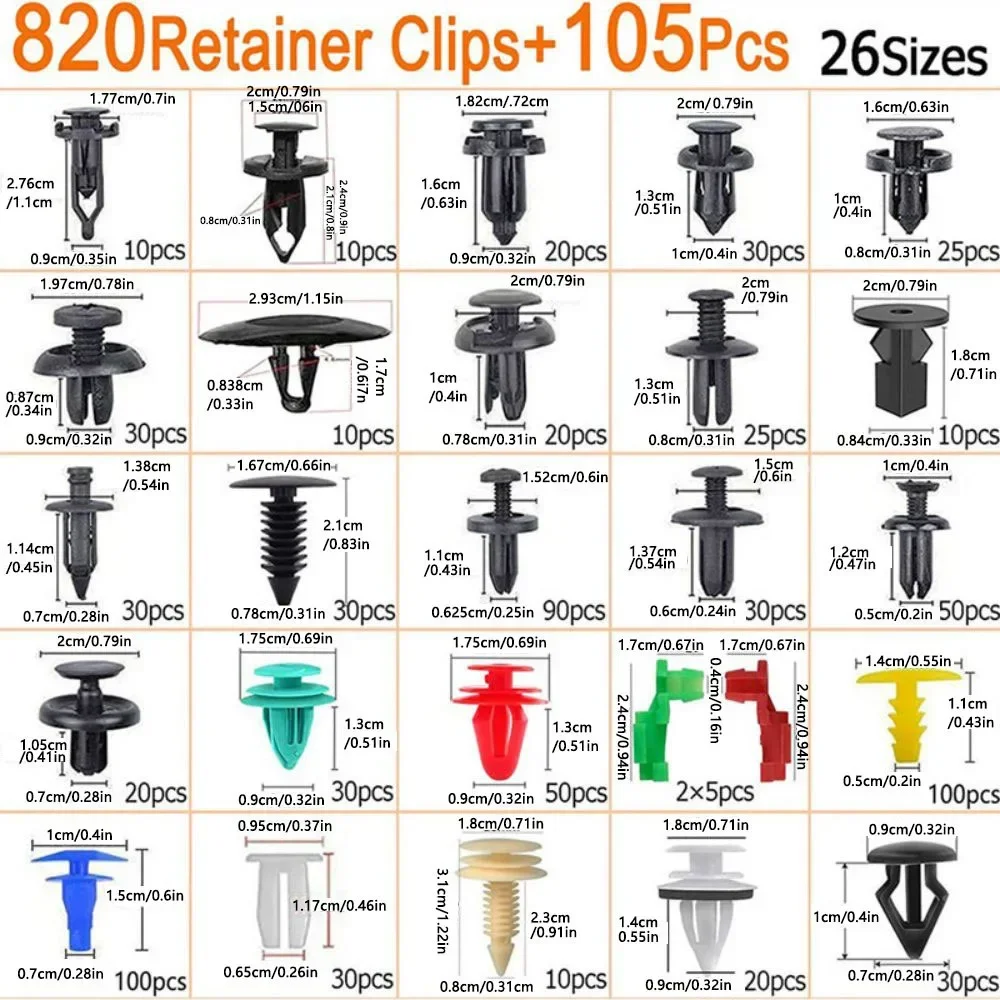 Car Retainer Clips Kit - Auto Fasteners & Fender Rivet Clips for GM Ford Toyota Honda, Includes Fastener Remover Tool