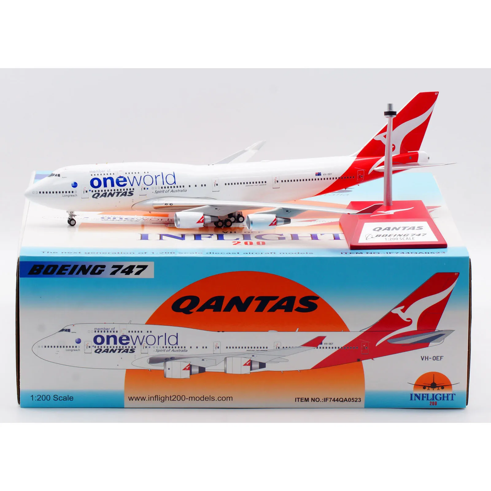 

IF744QA0523 Alloy Collectible Plane Gift INFLIGHT 1:200 QANTAS Airlines Boeing B747-400 Diecast Aircraft Jet Model VH-OEF