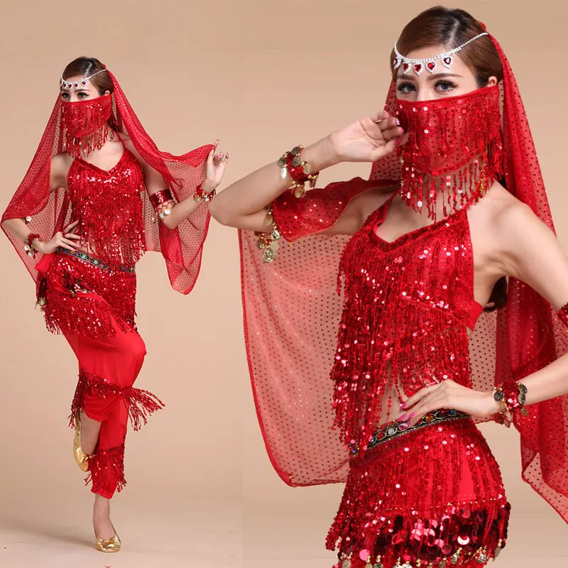 

Belly Dance Costume Set Women for Performance Bollywood Competition Sexy Sequin Tops India Flamenco Salsa Oriental Bellydance