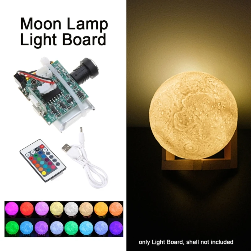 3D Moon Lamp Accessories Rechargeable Light Board 16 Colors Led Lunar Light Data Cable Remote Controller for Kids Room