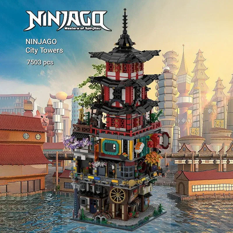Moc Building Blocks City Retro Fantasy Architecture Model Ninja Tower ...