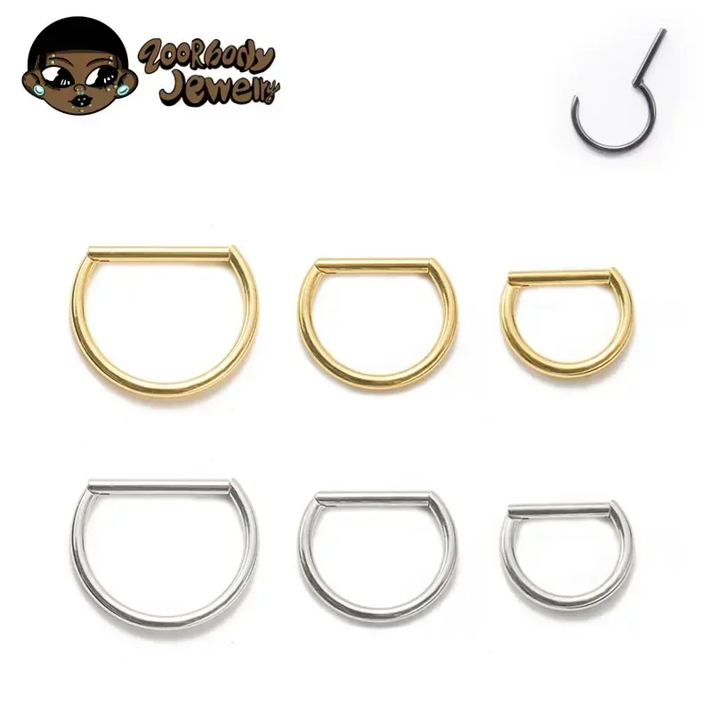 1Pcs G23 Titan Piercing 16G 8/10/12mm Nase Ring D Form Segment Ring Clicke knorpel Tragus Helix Lippen Piercing Körper Schmuck
