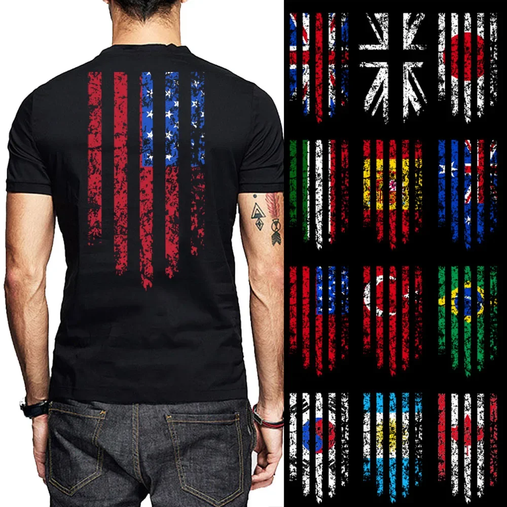 Bandiera (Qualsiasi Paese) Stampa T-Shirt Da Uomo Argentina Corea Canada Brasile Turchia Australia Spagna Italia Giappone Uk Cotone O Collo Magliette