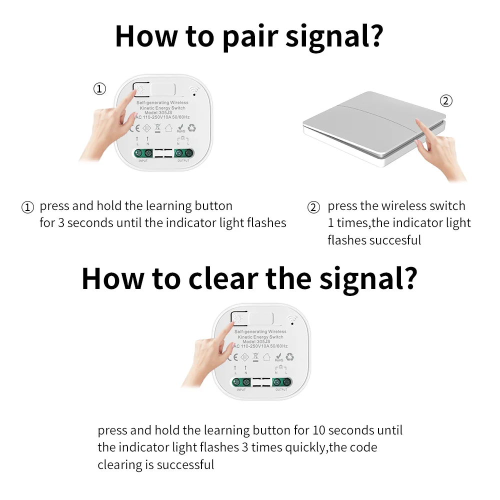 Wireless Light Switch Smart Wireless Switches 1/2gang No Battery Required Waterproof Panel Push Button Wall Light Switch APP Remote Control Switch Set