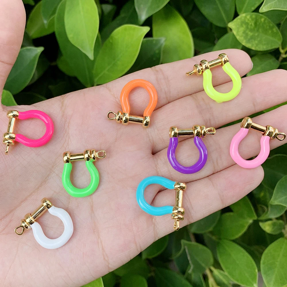 

Enamelled U Shape Copper Clasp, Color Carabiner Lock Connectors ,Perforate Screw Clip Clasps Metal Accessories For DIY Jewelry