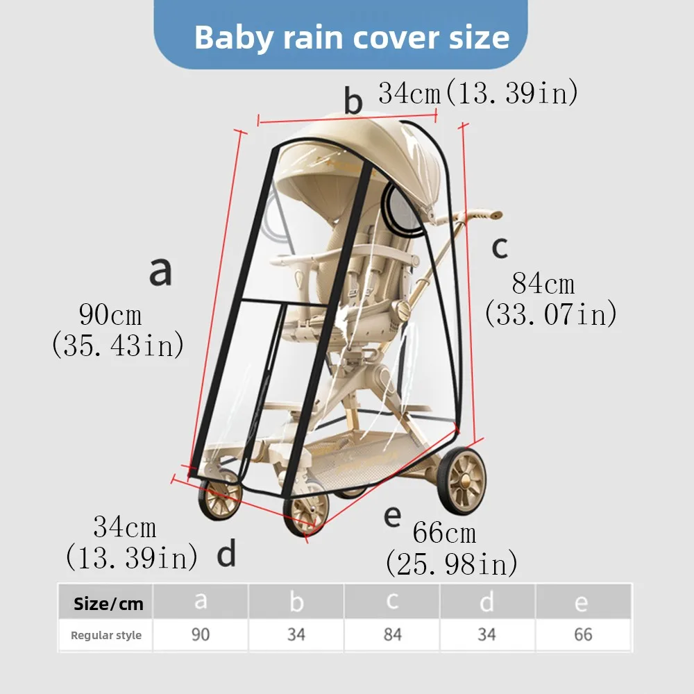 Transparent Baby Strollers Rainproof Cover Waterproof Travel Baby Pram Rain Cover Nobstructed View Windproof Pushchair Raincoat