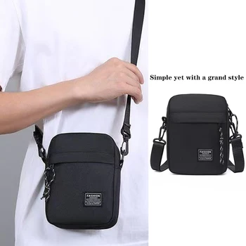 Bolsa masculina, disponível em design de ombro ou transversal, adequada para uso diário durante a escola. Feito de material de náilon. 1