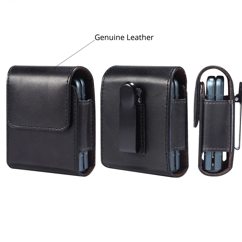 

Real Leather Belt Clip Case for Samsung Z Flip 3 2 5g F7110 F7070 F7110 Waist Bag for Motorola Razr 5g Huawei P50 Pocket