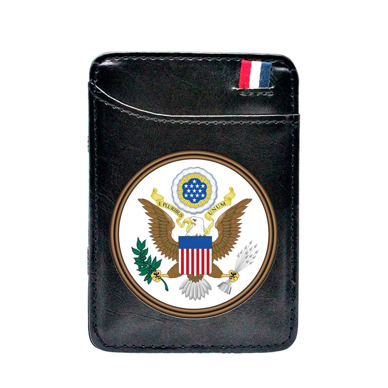 

Black The United States of America Printing Leather Magic Wallets Classic Men Women Money Clips Card Purse Cash Holder BE819