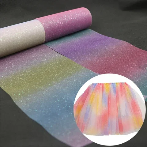 

Glitter Rainbow Tulle Roll 10Yards 15CM Unicorn Birthday Decoration Organza Table Runner Tutu Skirt Wedding Party