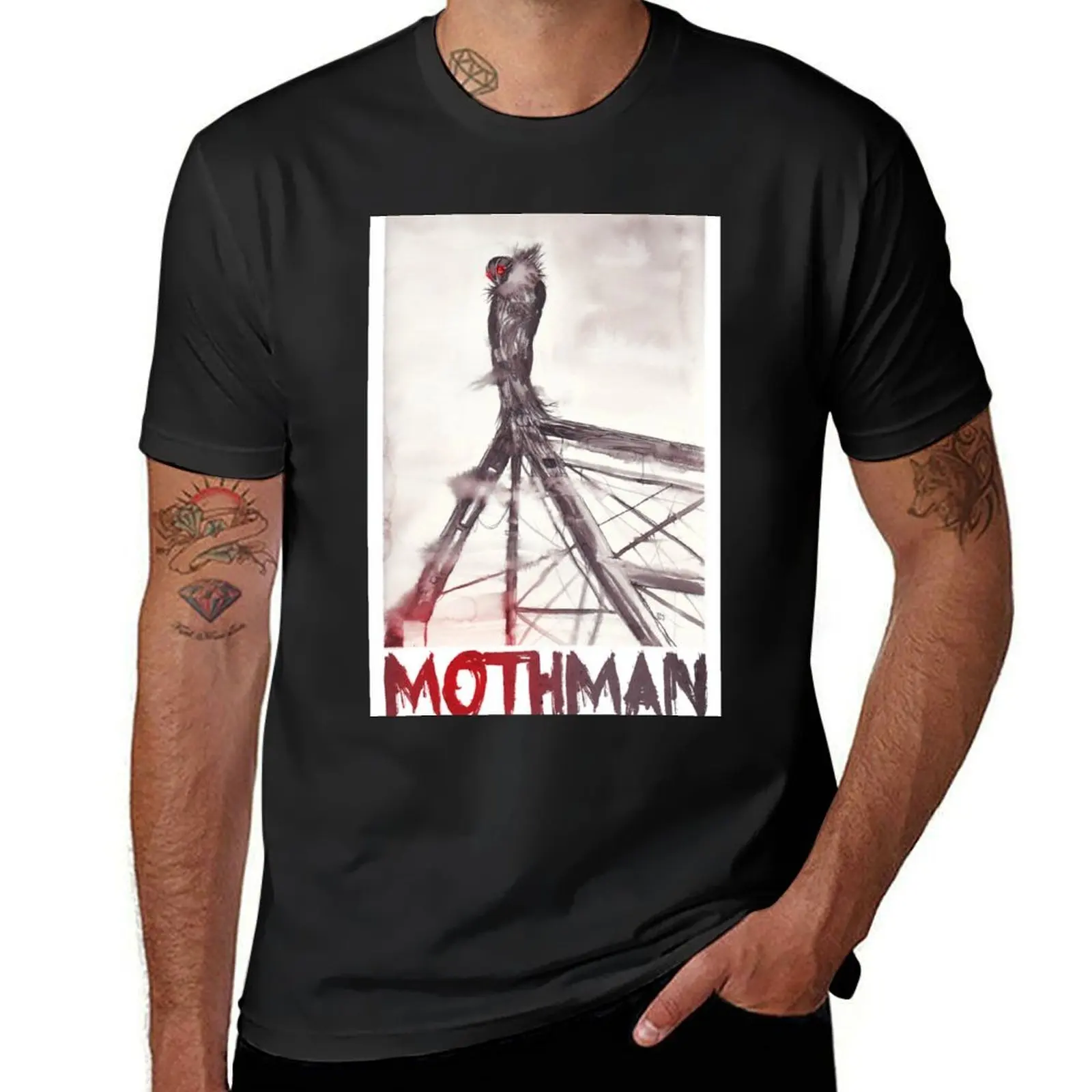 Mothman - with text T-Shirt cute tops Blouse t shirts for men cotton