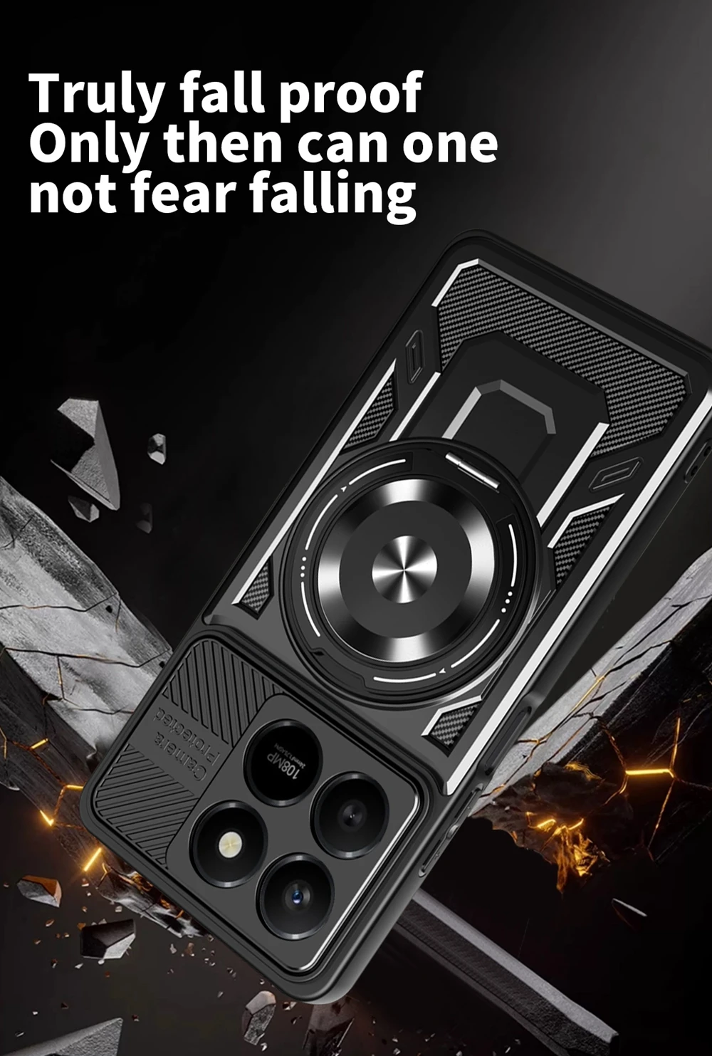 Shockproof Armor Magnetic Ring Case with Magsafe Wireless Charging Compatibility