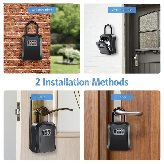 Password Key Box Wall Mount Weatherproof 4 Digit Passwords Lock Storage Box Hanging Home Office Strong Safe Box 3