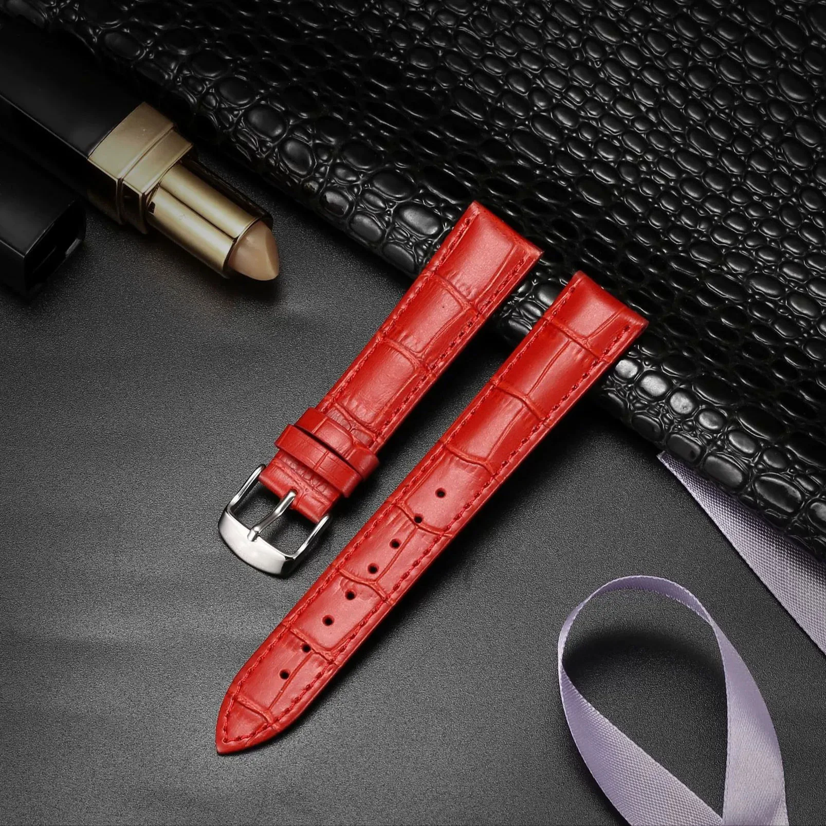 Elegant Alligator Leather Unisex Watch Strap - Genuine Leather Replacement Band