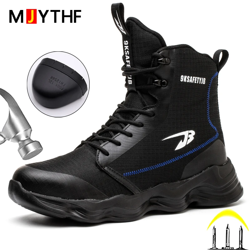 MJYTHF-botas de trabajo con punta de acero para hombre, zapatos protectores, antigolpes, ANTIPERFORACIONES, botas de seguridad de alta calidad, 2024