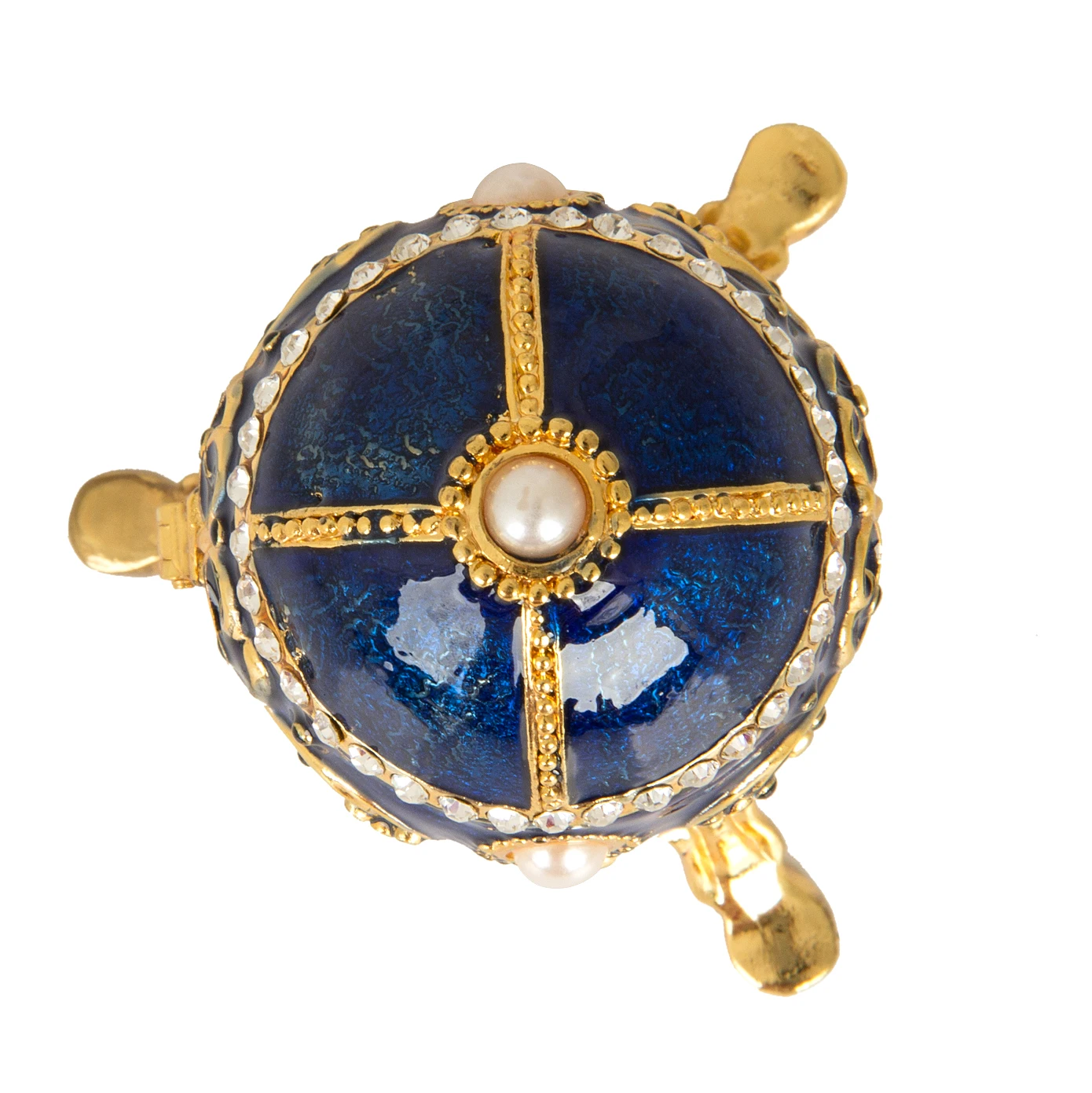 QIFU Blue Faberge Egg Metal Craft Trinket Box for Home Decor 4