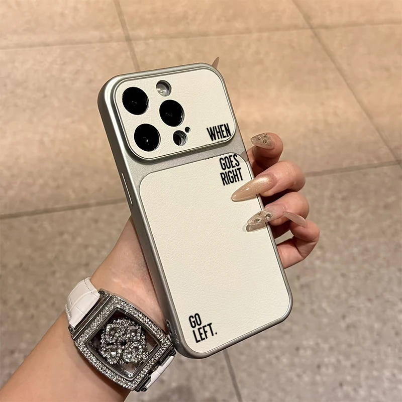 Elegant Faux Leather Lettered Phone Case Cover