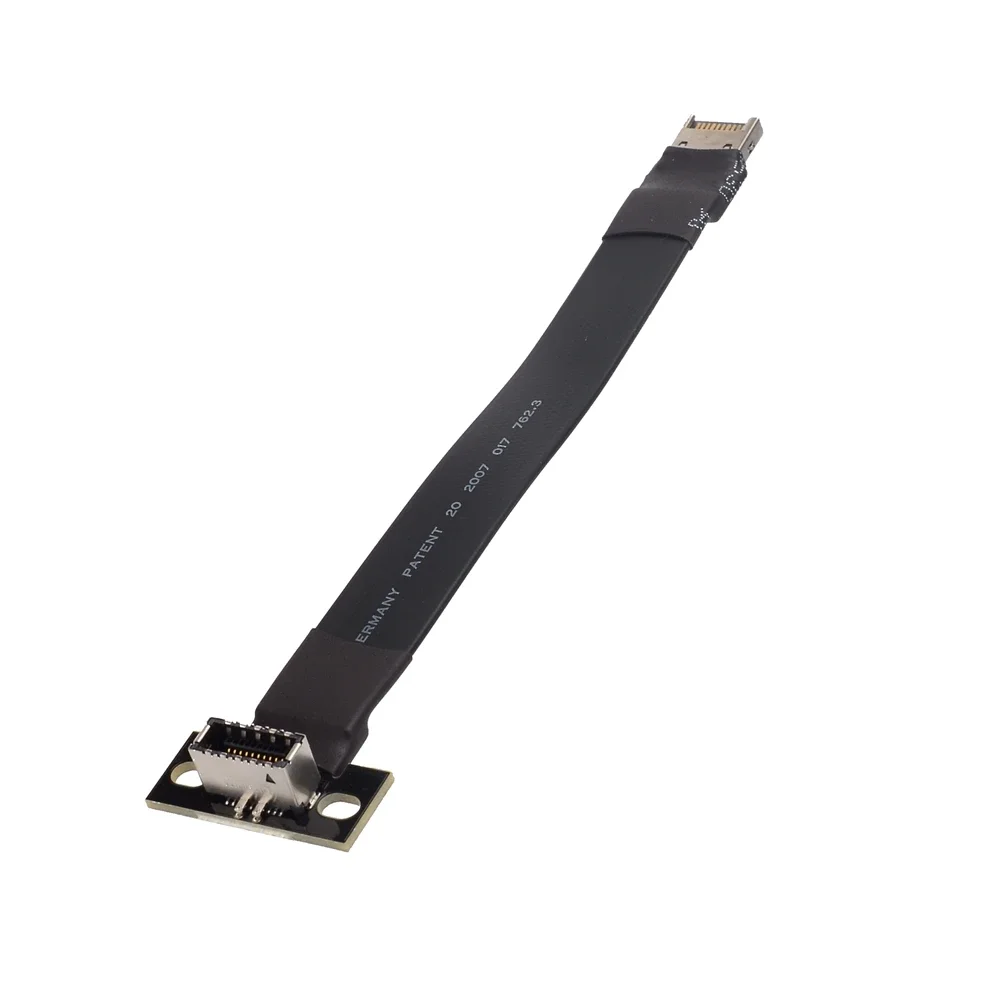 Adt-usb Interno 3.2 20pin Gen2 tipo e Macho para Tipo-e Adaptador Feminino Extensão do Soquete do Painel Frontal Cabo de Fita Plana com Furo do Parafuso - Imagem 3