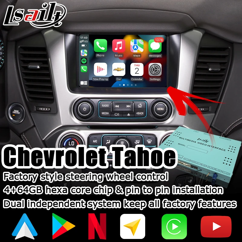 atv gps Android / carplay interface box for Chevrolet Tahoe 2015-2019 GPS navigation video youtube interface mylink CUE system by Lsailt best truck gps