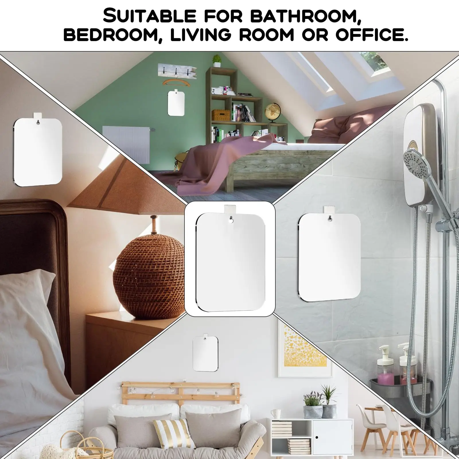 1pcs Acrylic Mirror With Wall Suction Shower Mirror For Man Shaving Women Makeup Portable Travel Bathroom Accessories 2